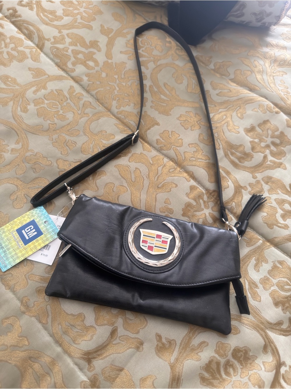 Cadillac Emblem Black Shoulder Bag - Sleek Women's Clutch